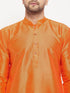 VASTRAMAY Men's Orange Cotton Silk Blend Kurta